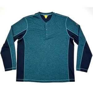 Eddie Bauer Concourse Henley Shirt Mens XL Long Sleeve Green